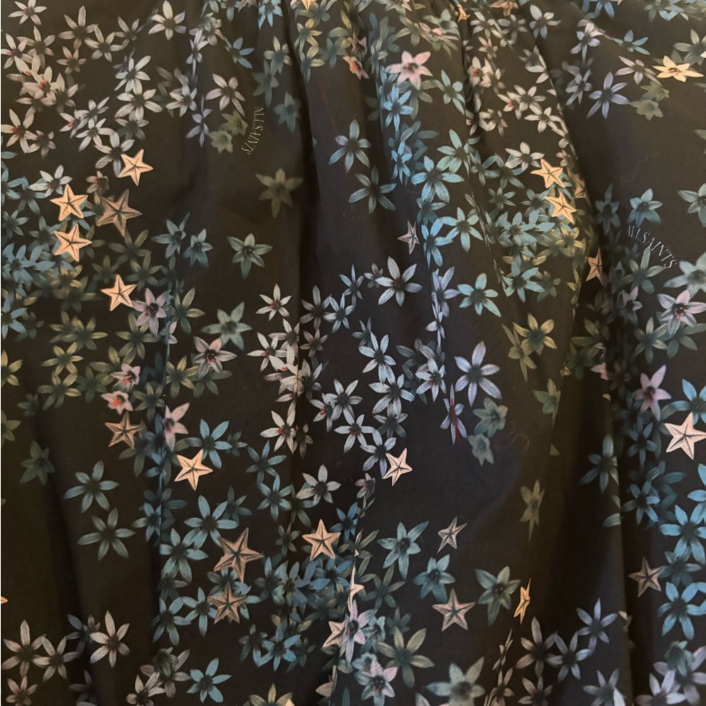 All Saints Black and Blue Floral Midi Dress - Picture 10 of 10
